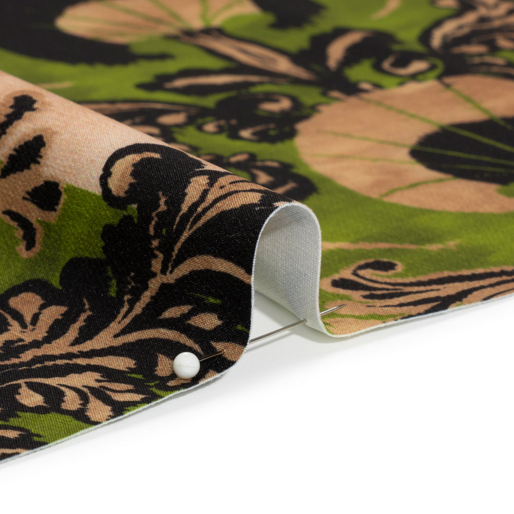 Stretch Polyester Woven Print - Green and Beige Leafy Stripes - Mood Exclusive Estate on Willow - Joann Fabrics