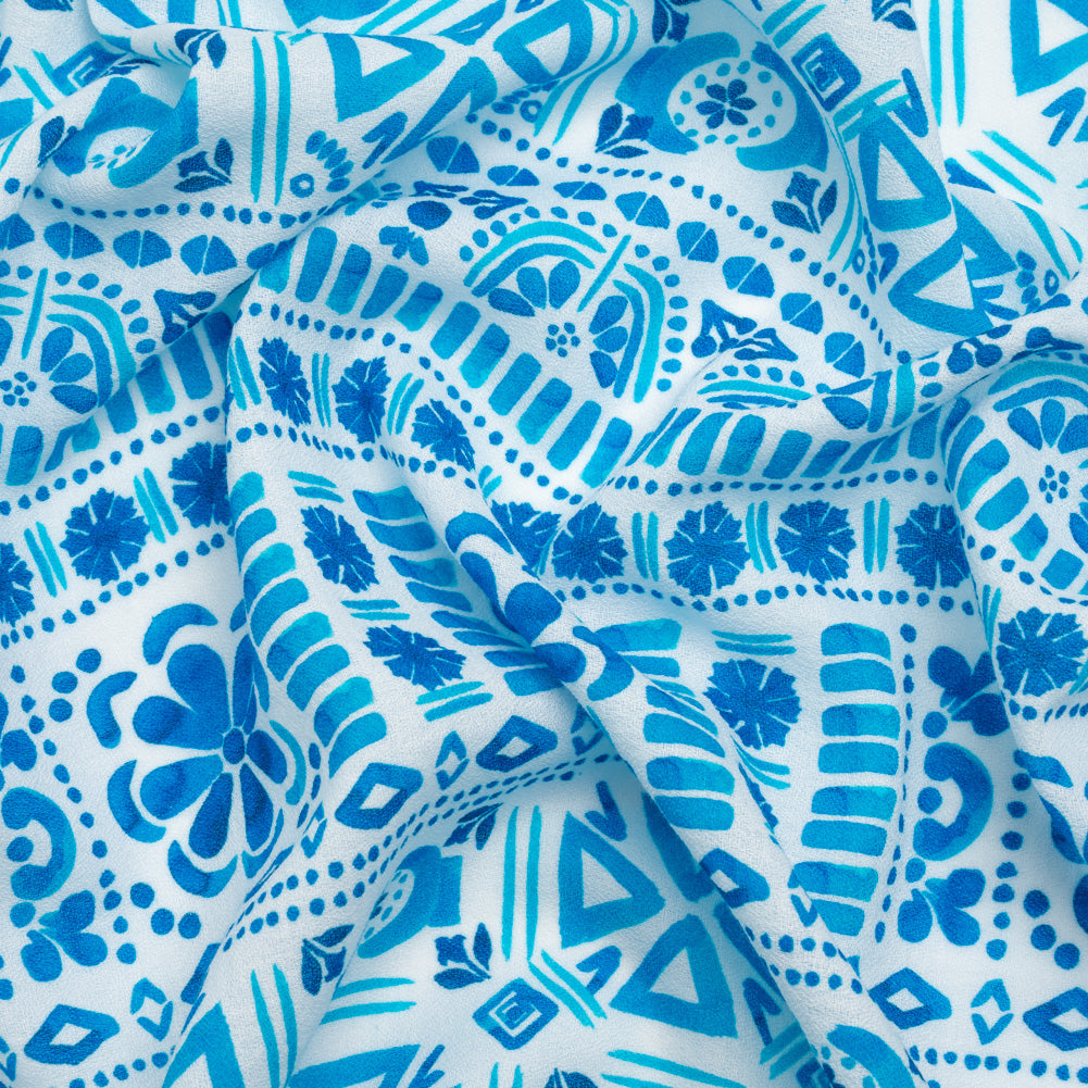 Mood Exclusive Blue Polygon Petals Cotton Crepe - Joann Fabrics