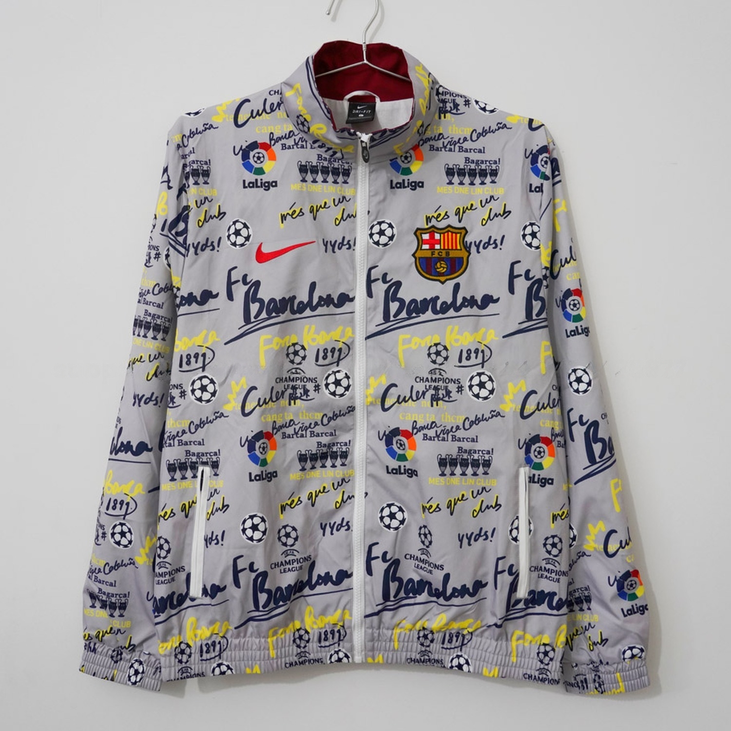 Barcelona 26-27 Barca Fonts Windbreaker Jacket - Grey - UnitedFutballJersey