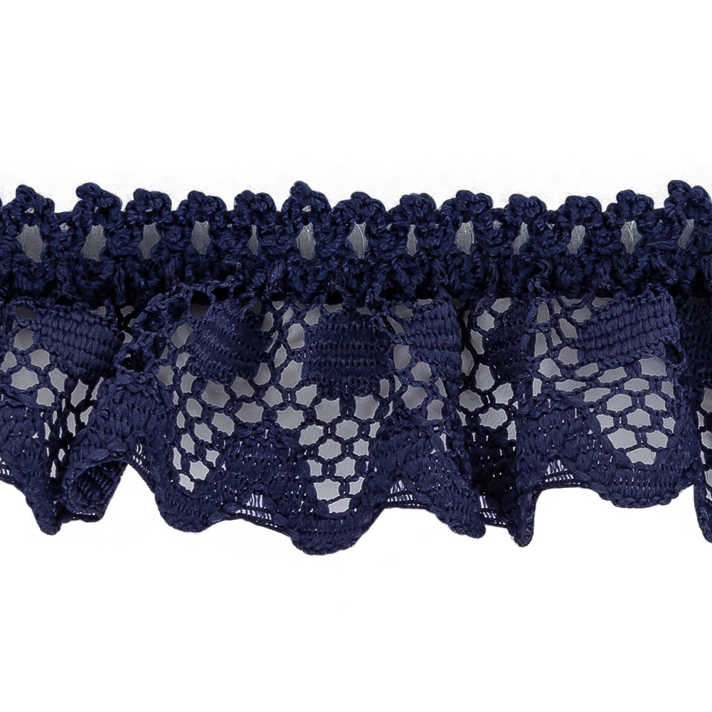 Black Iris Ruffled Stretch Lace Trimming - 1
