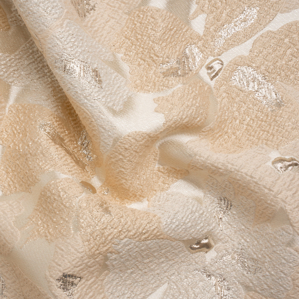 Metallic Silver, Beige and Cream Floating Blossoms Luxury Brocade - Joann Fabrics
