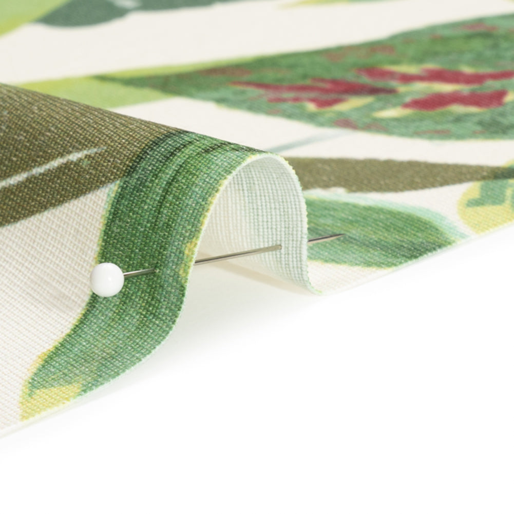 Green and Cream Tropical Leaves Printed Polyester Canvas - Joann Fabrics