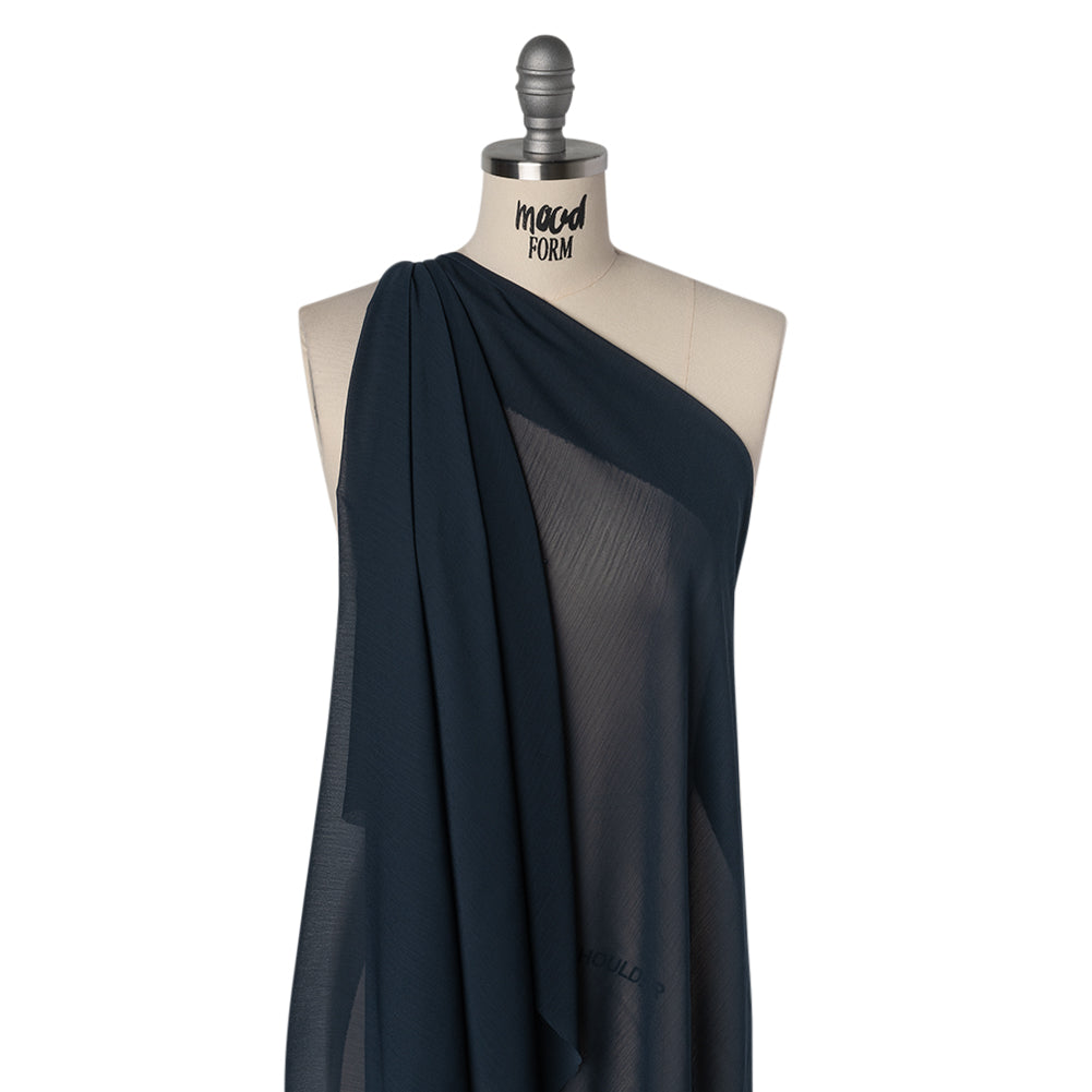 Crinkled Polyester Chiffon - Navy - Designer Deadstock - Joann Fabrics