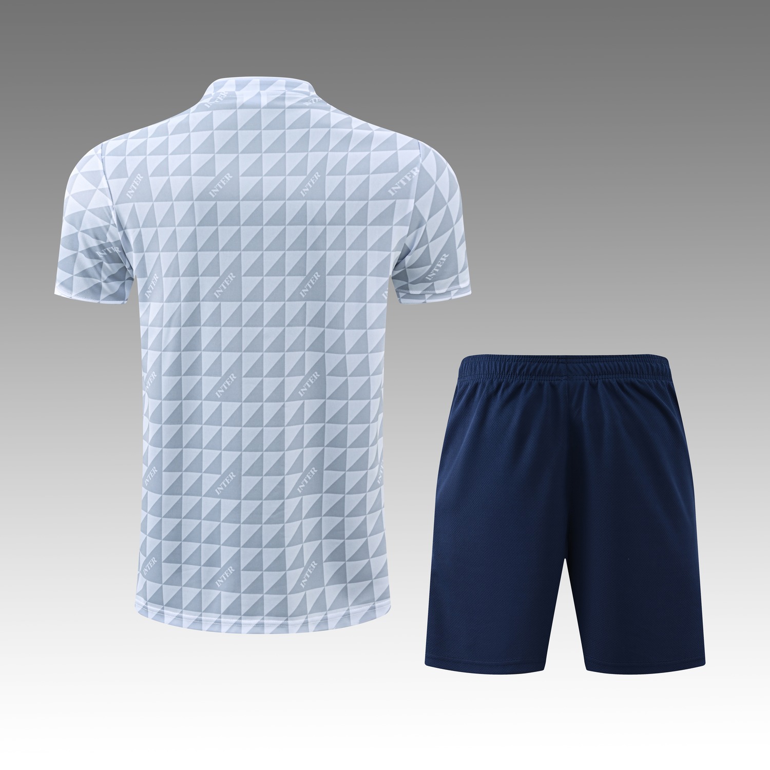 Inter Milan 26-27 Short-Sleeve Training Set - White Top & Deep Blue Shorts - UnitedFutballJersey