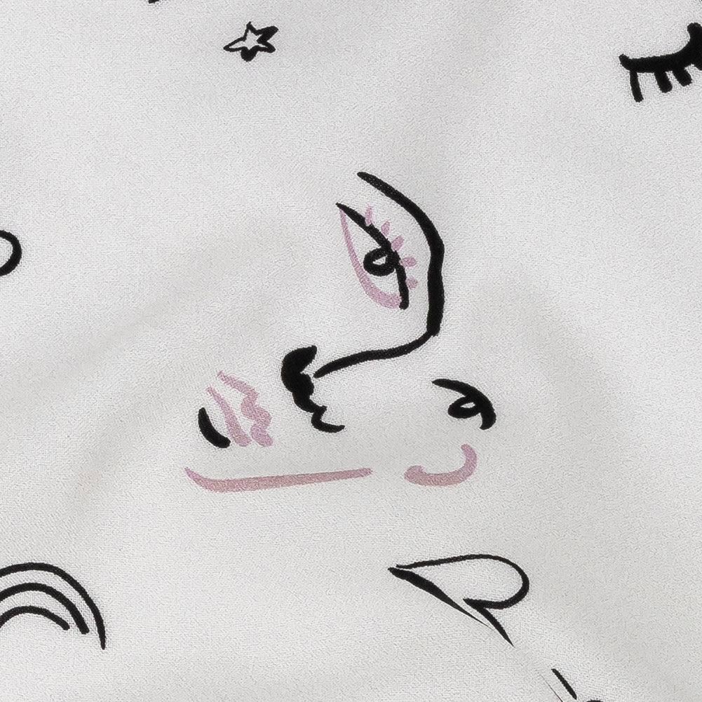 Mood Exclusive White Pictogram Pleasure Drapey Viscose Woven - Joann Fabrics
