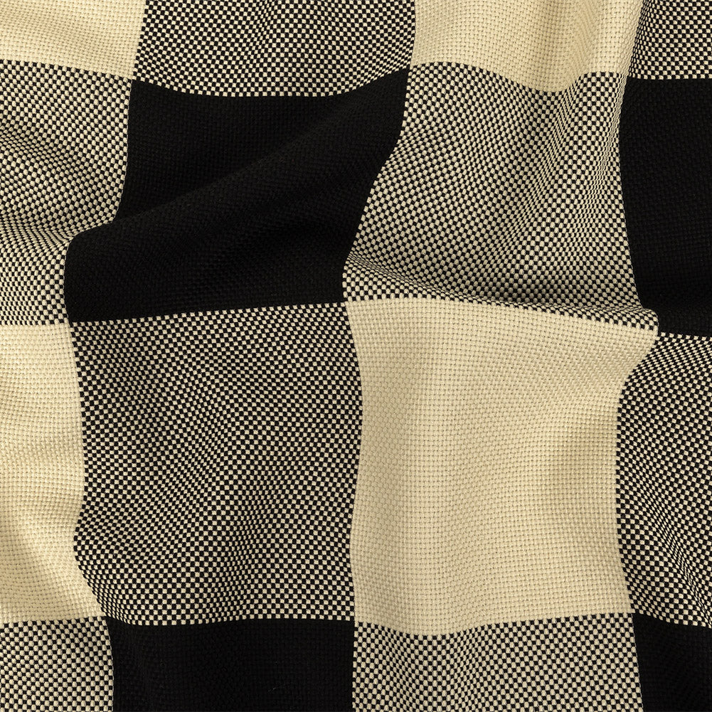 Italian Large-Scale Black and White Asparagus Buffalo Check Cotton Basketweave - Joann Fabrics