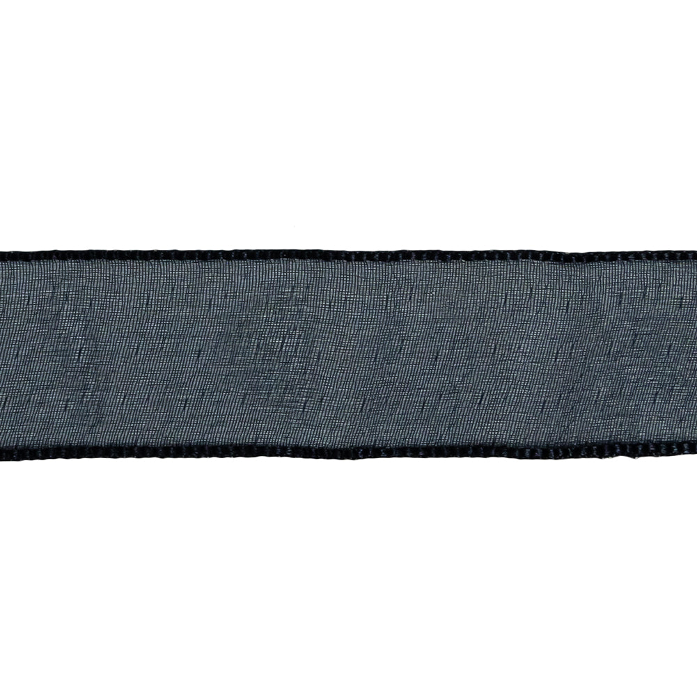 Navy Shimmering Organza Ribbon with Woven Edges - 1.125