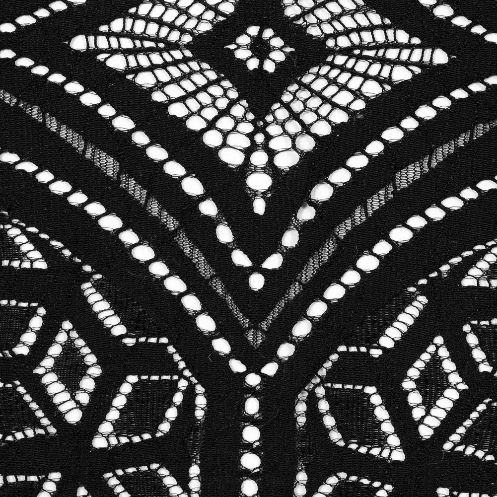 Lace with Finished Eyelash Edges - Black Geometric - Joann Fabrics