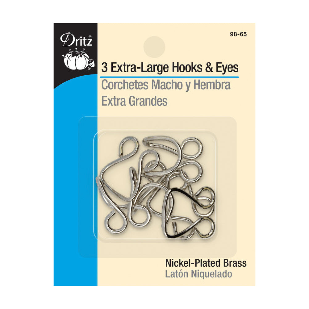 Dritz Extra-Large Hooks & Eyes - Nickel - 3 Sets - Joann Fabrics