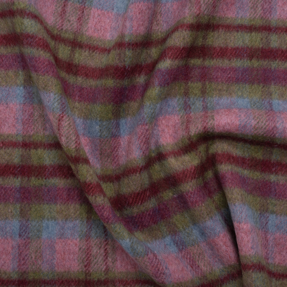 Brushed Wool Blend Twill Tweed - Pink, Green and Sky Blue Plaid - Joann Fabrics