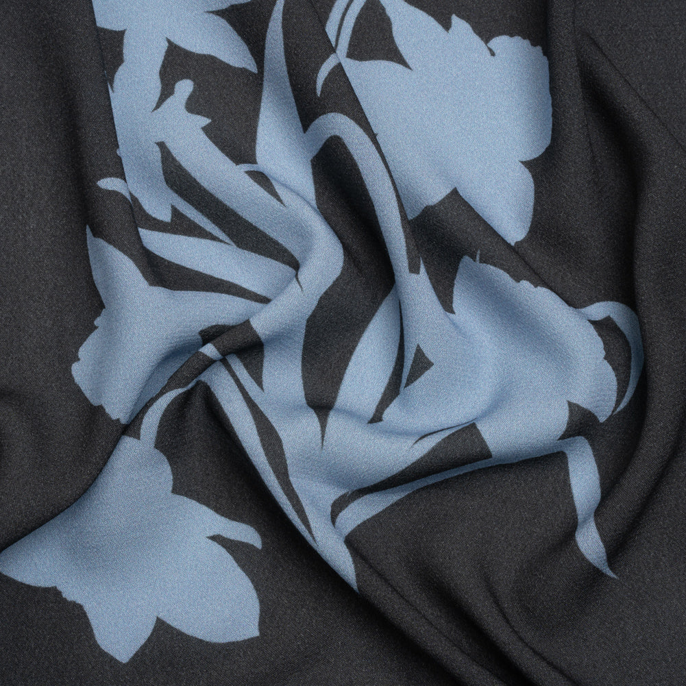 Viscose Crepe Print - Black and Blue Floral - Mood Exclusive April Ever After - Joann Fabrics