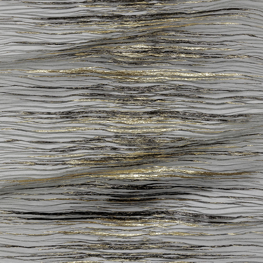 Metallic Gold and Black Striated Luxury Burnout Plisse Brocade with Scalloped Edges - Joann Fabrics