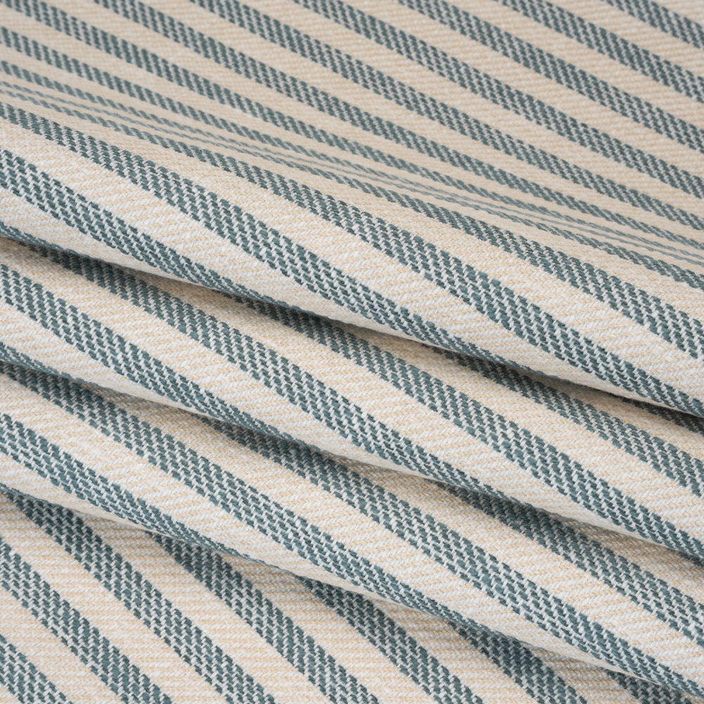 Polyester and Cotton Herringbone Twill - Teal Stripes - British Imported - Joann Fabrics