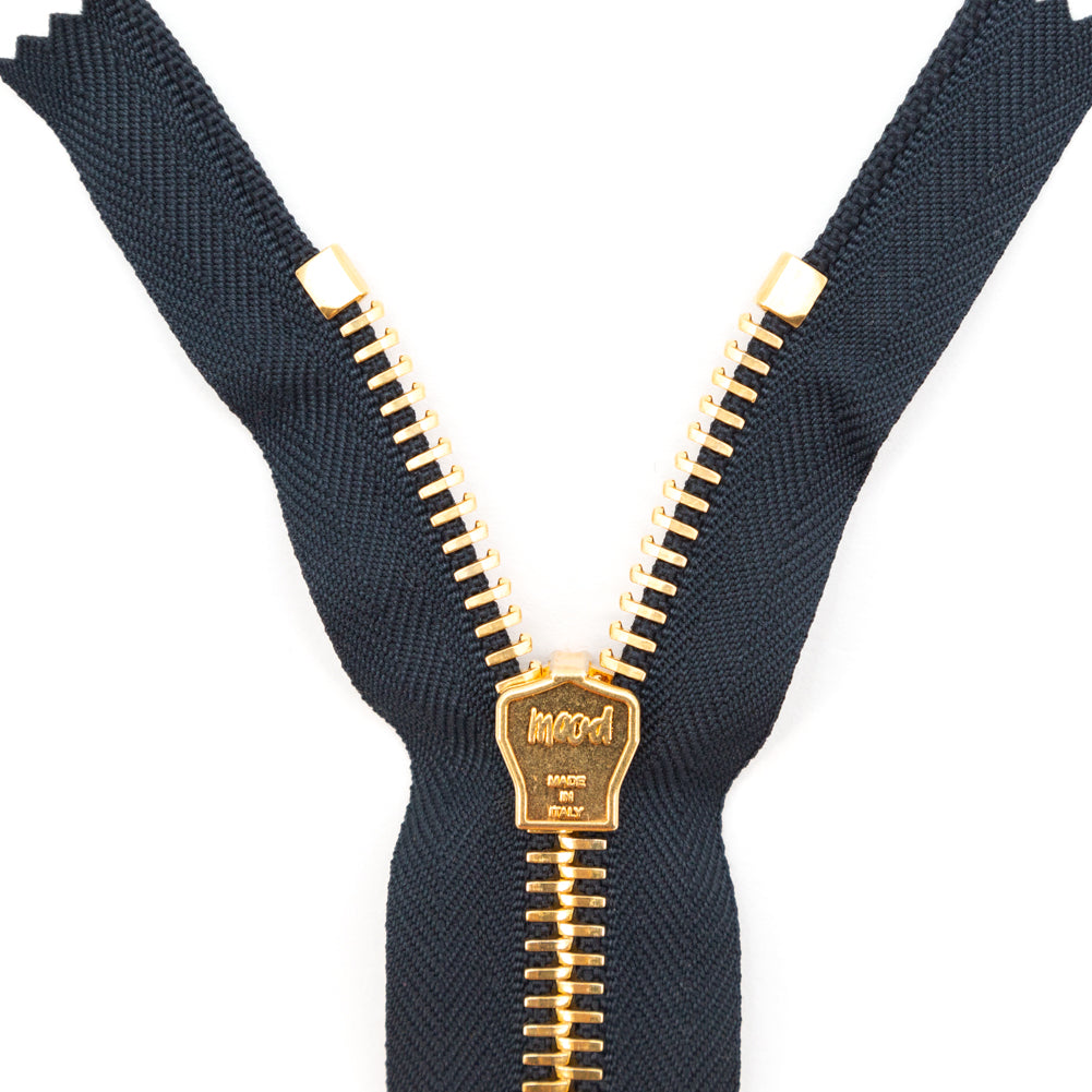 Mood Exclusive Italian Navy and Gold T8 Closed End Metal Zipper - 9