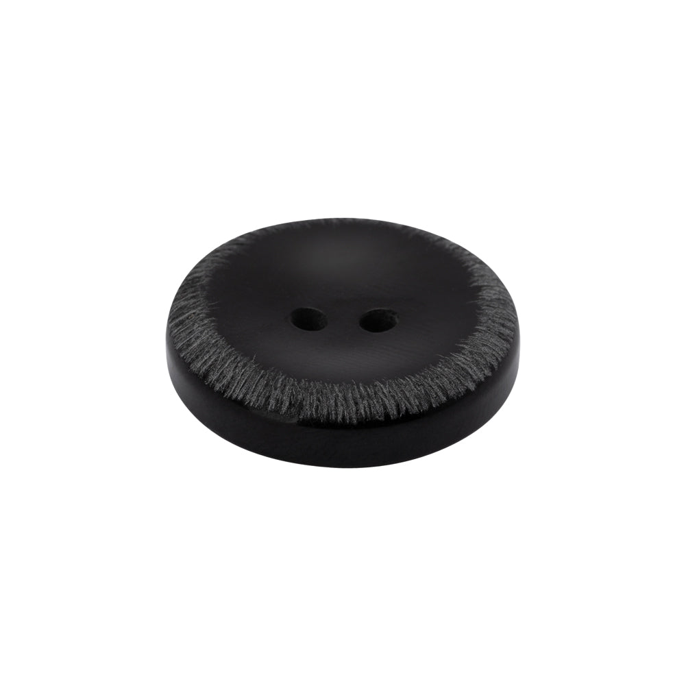 Plastic 2-Hole Button - 35L/22mm - Black Shallow Plate with Etched Rim - Joann Fabrics