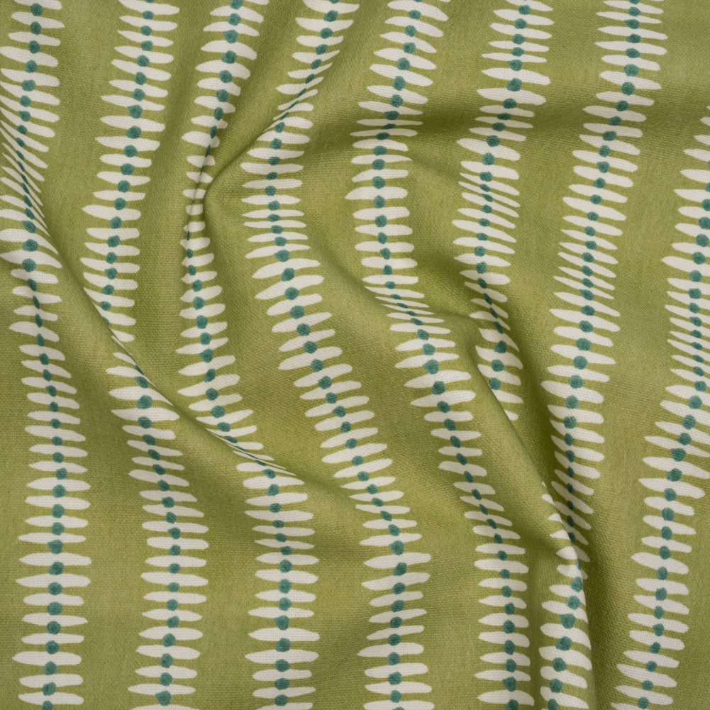 Cotton and Linen Canvas Print - Leaf Dash and Dot Stripes - British Imported - Joann Fabrics