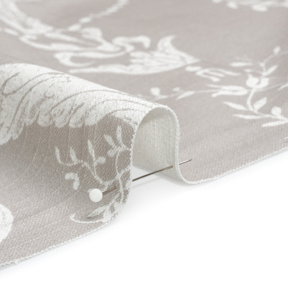 Cotton Canvas Print - Dove Grey Scrolls and Leaves - British Imported - Joann Fabrics