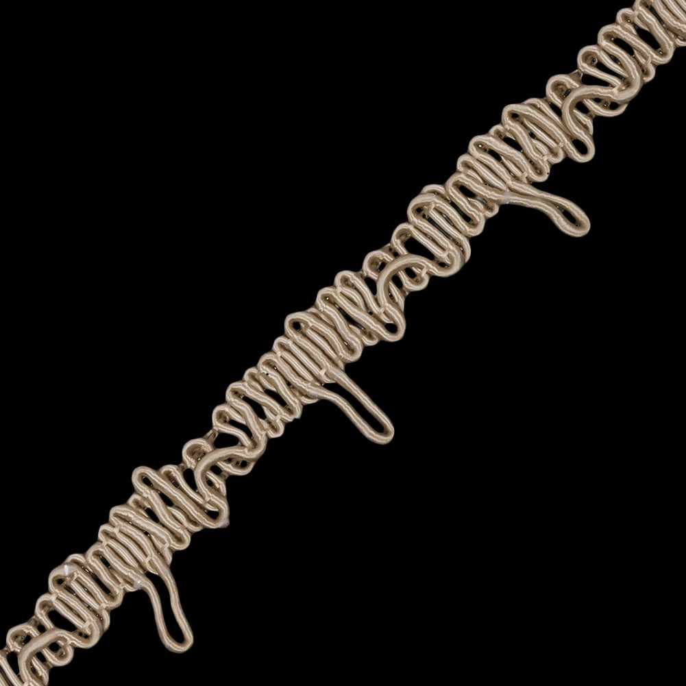 Famous NYC Designer Beige Button Loop Gimp Braided Trim - 0.75