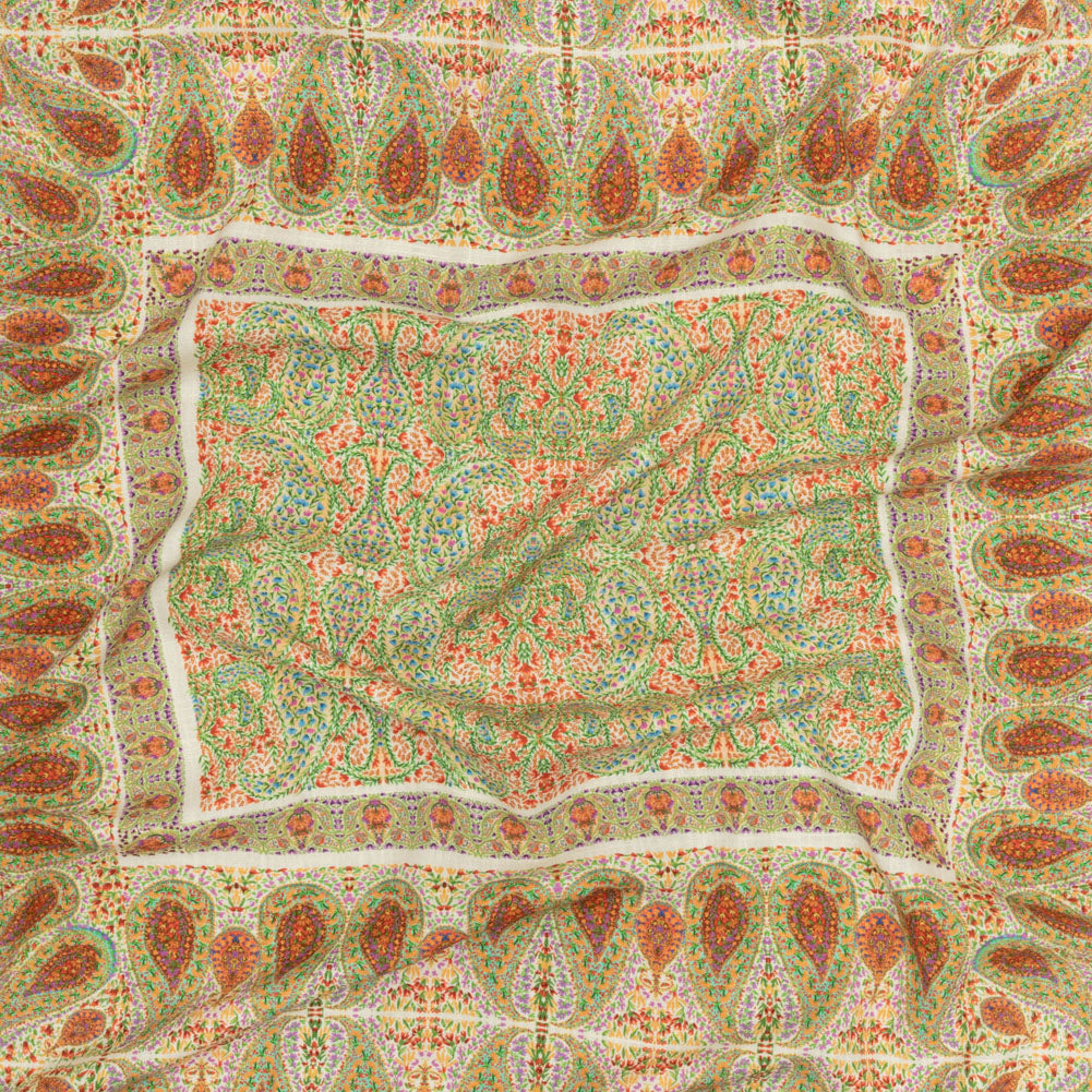 Viscose and Linen Woven Panel - Cream Paisley Squares - Laputa's Groundkeeper Print - Mood Exclusive Gisele Collection - Joann Fabrics