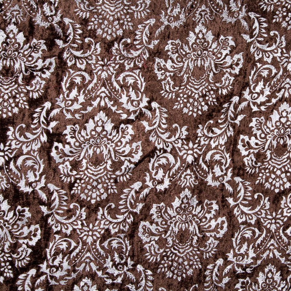 Dark Brown/Silver Damask Velvet - Joann Fabrics