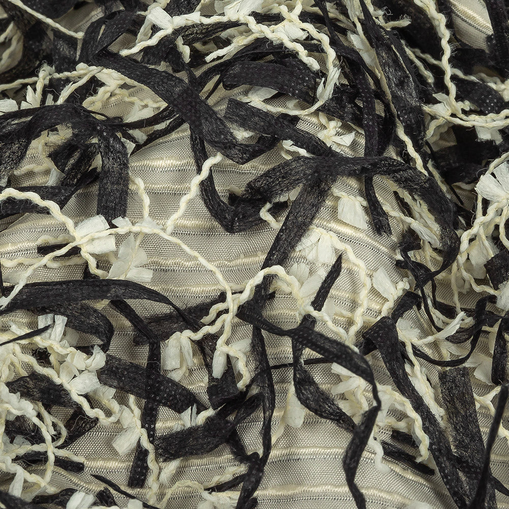 Novelty Black and Ivory Fringed Polyester Woven - Joann Fabrics