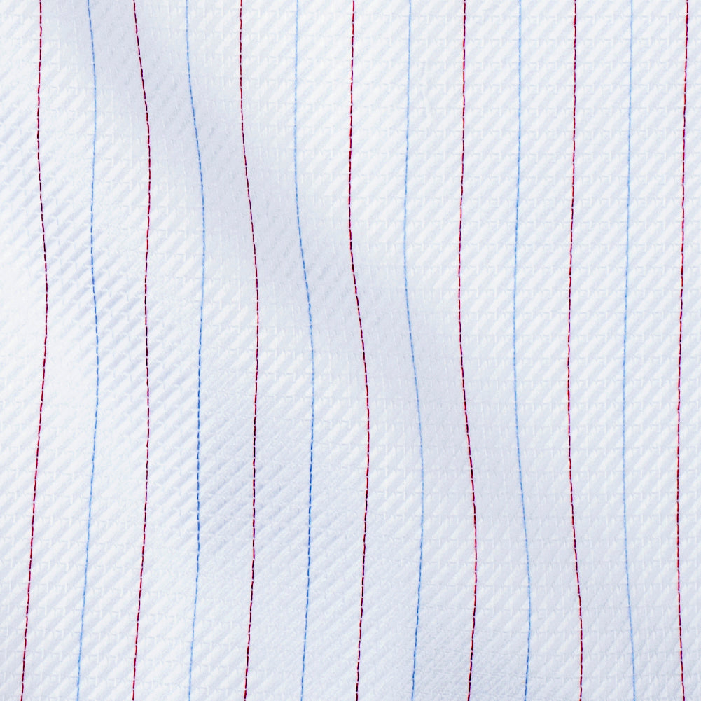 Premium White Twill Cotton Shirting with Red and Blue Tattersall Stripes - Joann Fabrics