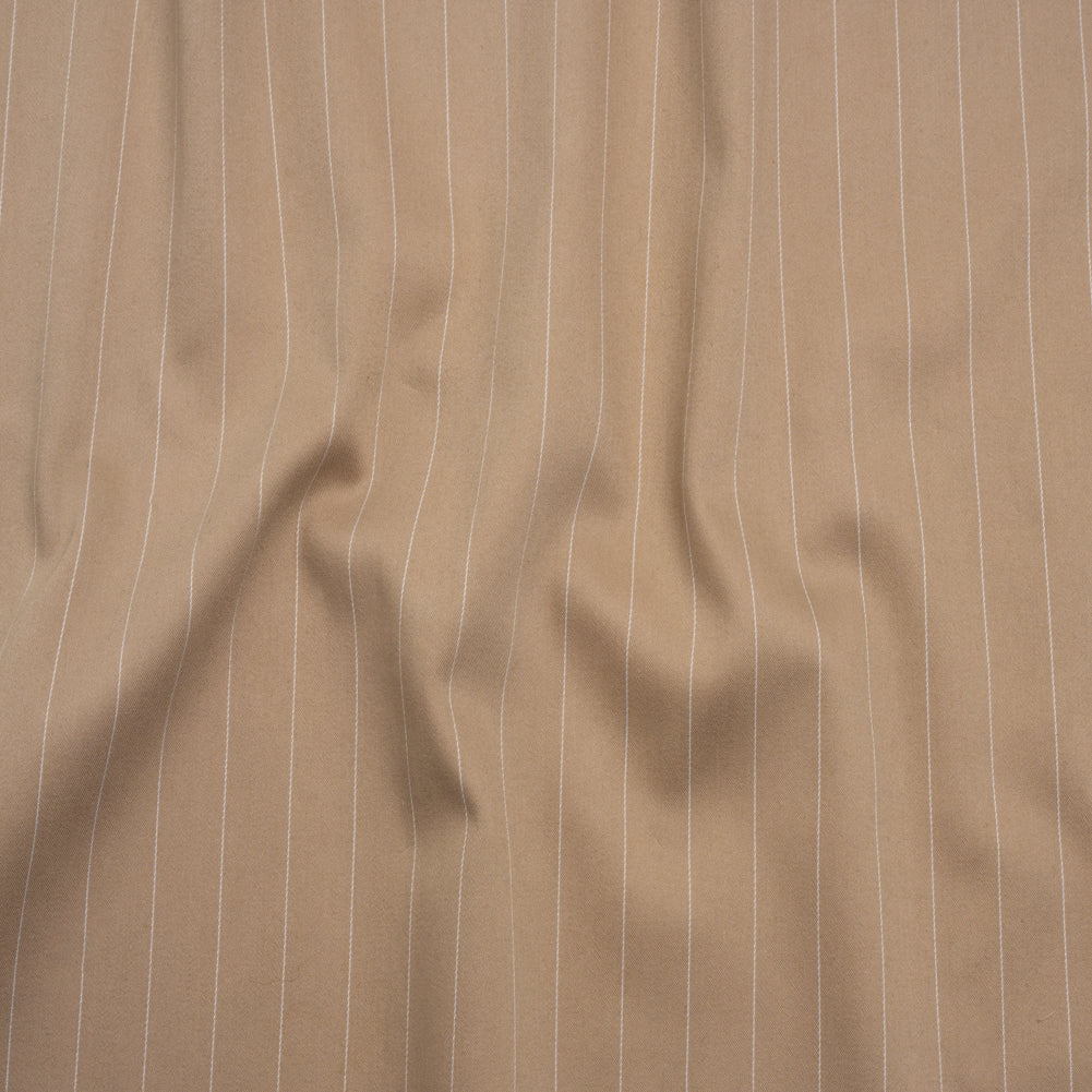 Stretch Cotton Sateen - Light Brown and White Pinstripes - Deadstock - Joann Fabrics