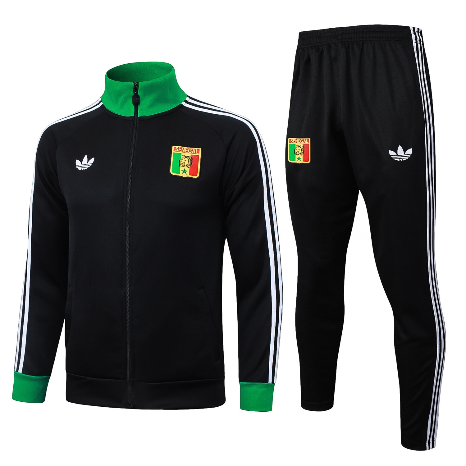 Senegal 2026 Jacket Training Tracksuit - Black With Green Jackets & Pants - UnitedFutballJersey