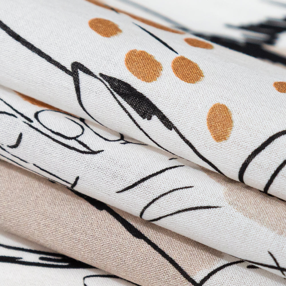 Cotton Voile - White Figure Lines - Contoured Personage Print - Mood Exclusive Serengeti Collection - Joann Fabrics