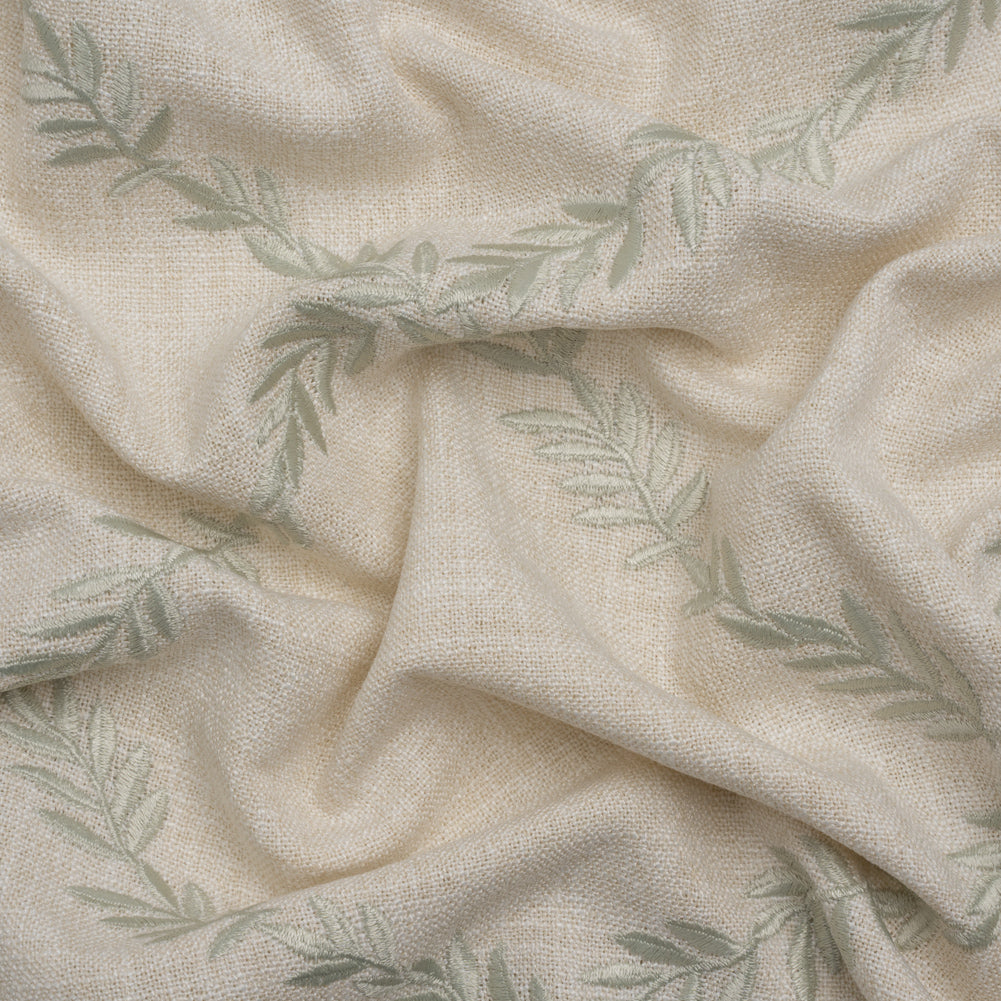 Embroidered Slubbed Drapery Woven - Sage Leafy Lattice - British Imported - Joann Fabrics