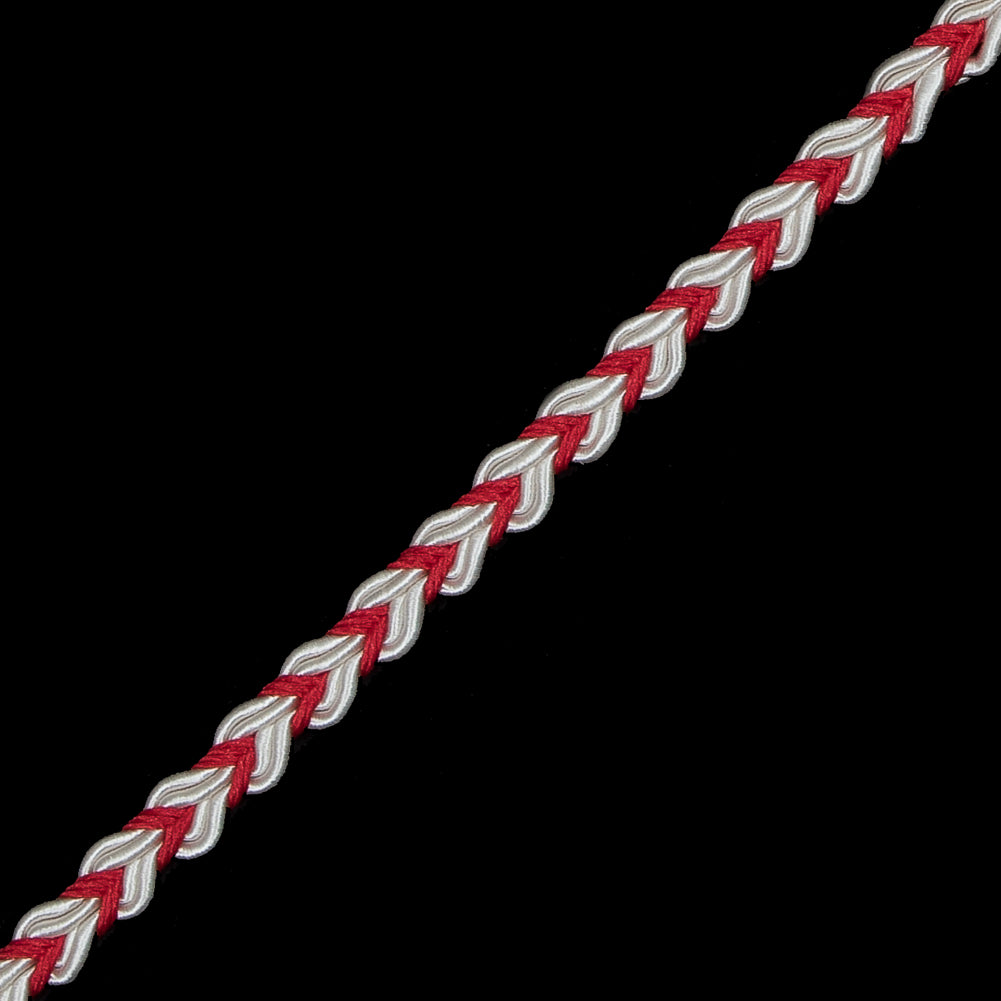 Red and White Two-Tone Braided Trim - 0.25