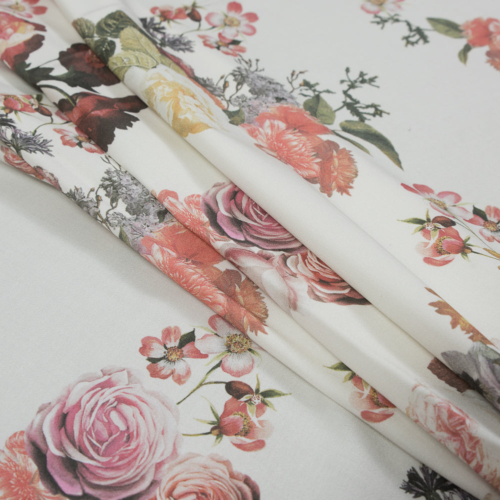 Stretch Cotton Sateen - White Floral - Ishvara's Wisdom Print - Mood Exclusive Surya Collection - Joann Fabrics