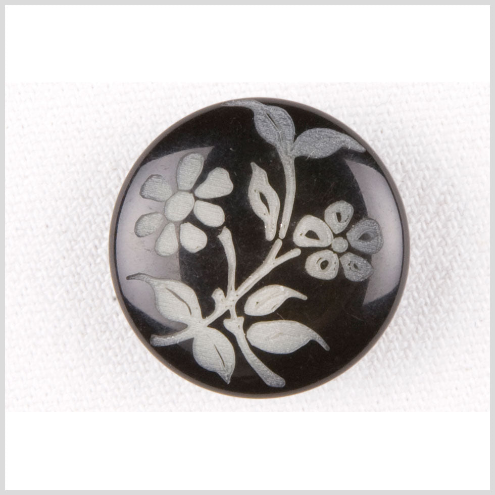 Black and Gray Floral Plastic Shank-Back Button - 28L/18mm - Joann Fabrics