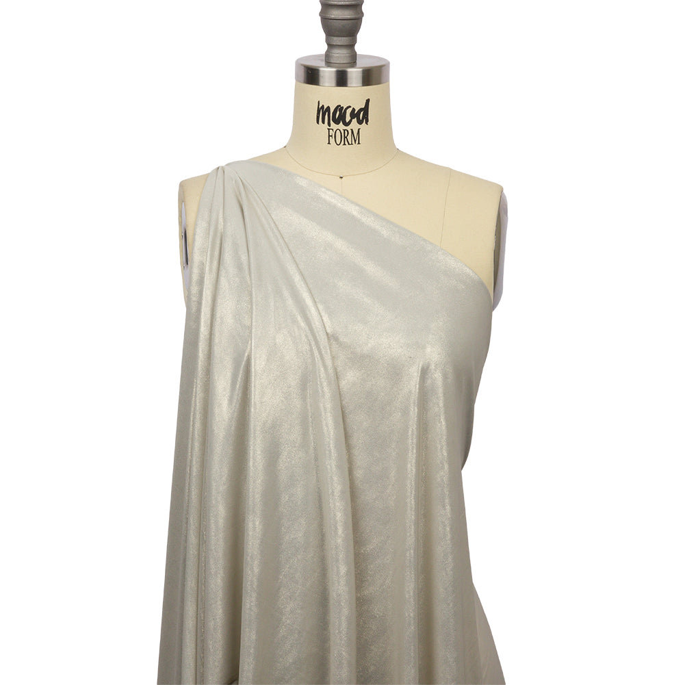 Polyester Interlock Knit with Gold Foiling - Pale Gray - Oriana Collection - Joann Fabrics