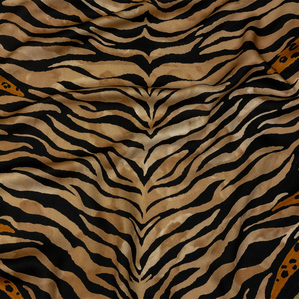 Rayon Challis - Beige and Black Wings and Tiger Stripes - Wild Wonders Print - Mood Exclusive Rockland Collection - Joann Fabrics