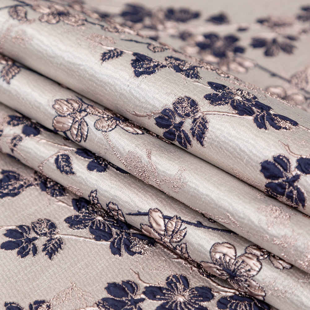 Rose Gold and Navy Luxury Floral Metallic Brocade - Joann Fabrics