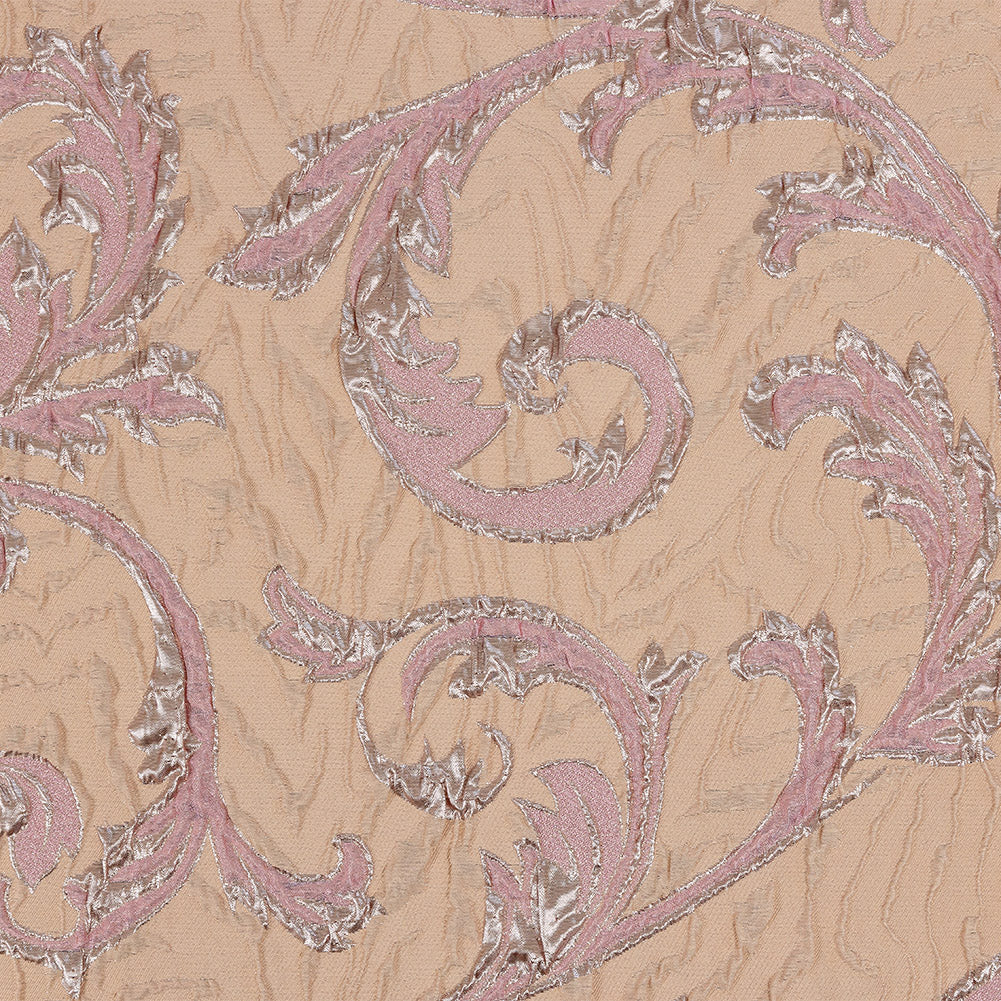 Metallic Rose Gold, Pink and Creamsicle Scrolls Luxury Brocade - Joann Fabrics