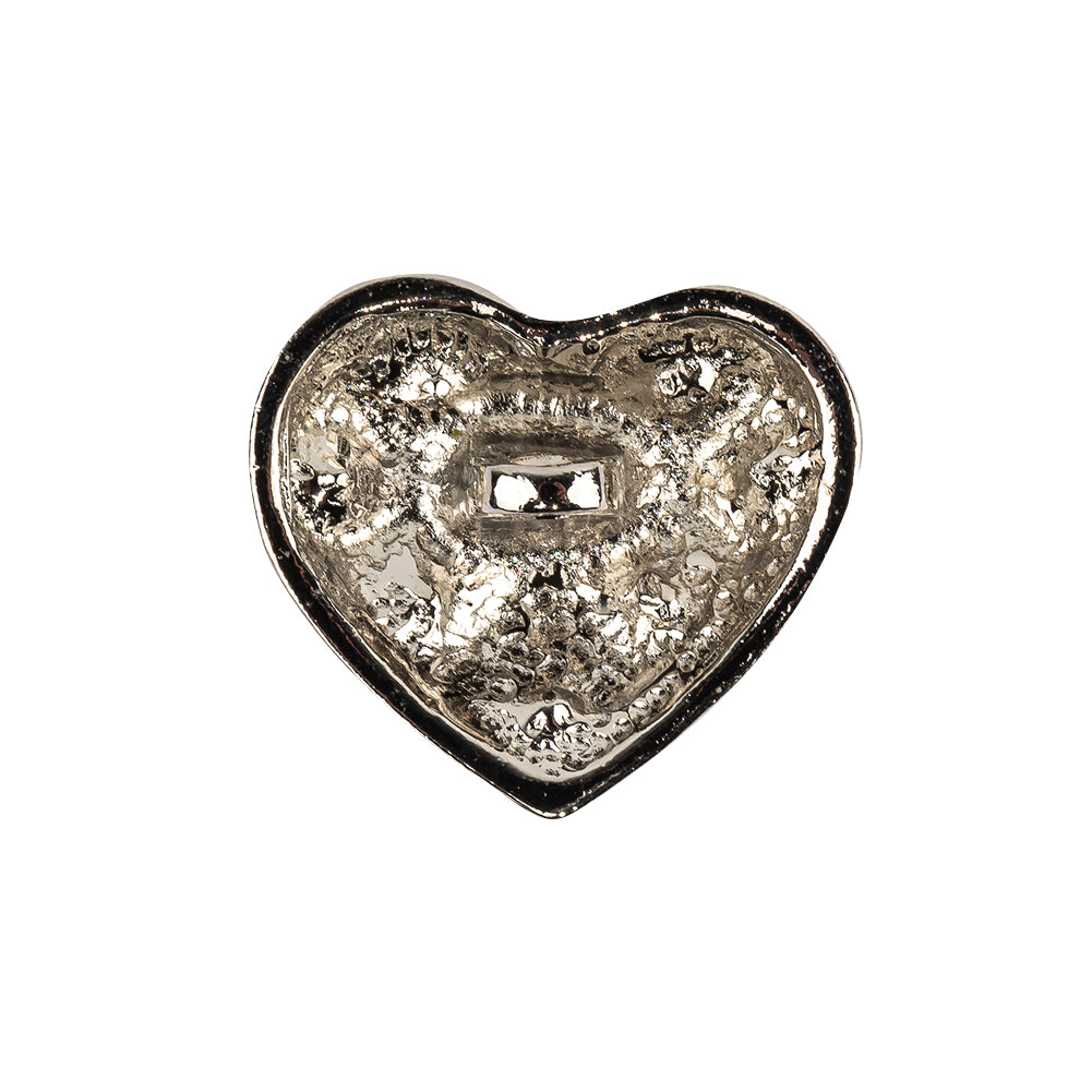 Vintage Swarovski Crystal Rhinestones and Silver Metal Faux Basket Weave Shank Back Heart-Shaped Button - 36L/23mm - Joann Fabrics