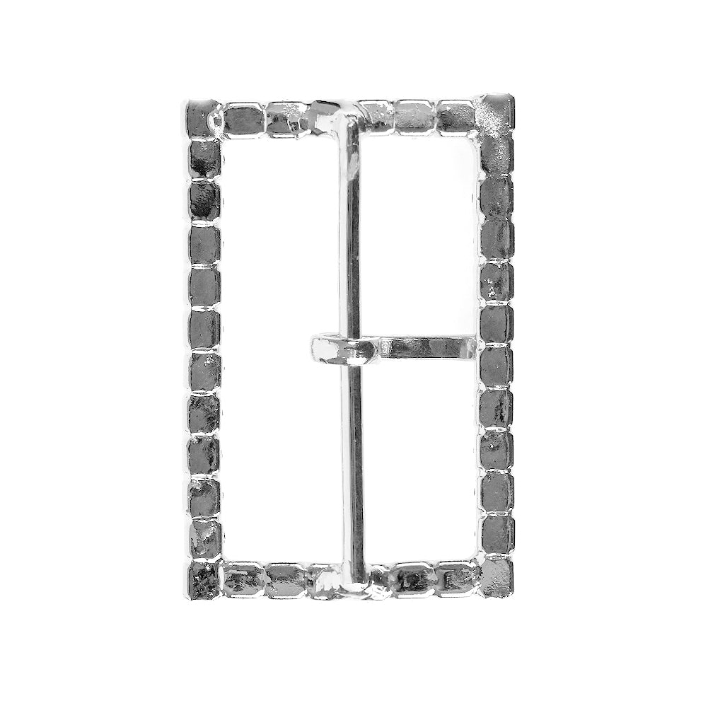 Swarovski Crystal and Silver Rectangular Rhinestone Buckle - 1.375