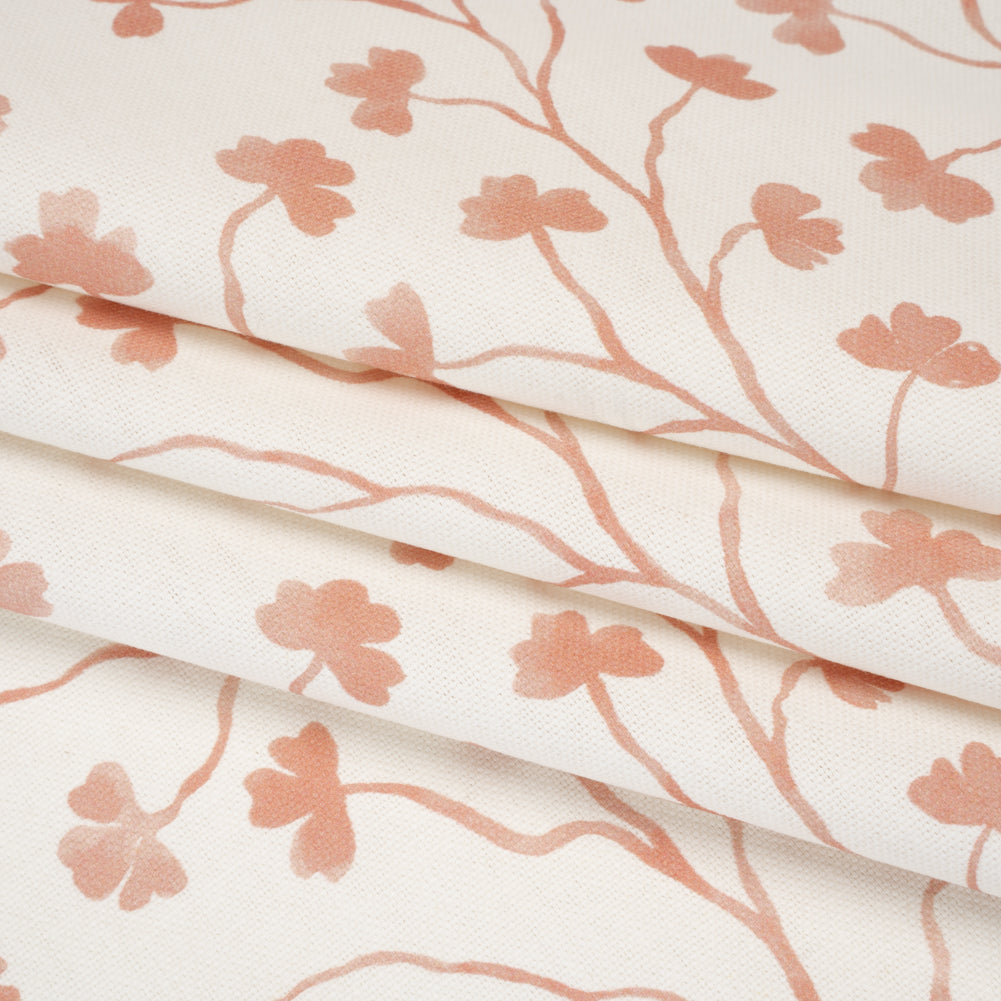 Brushed Cotton and Linen Canvas - Blush Pink Clover Leaf Vines - British Imported - Joann Fabrics