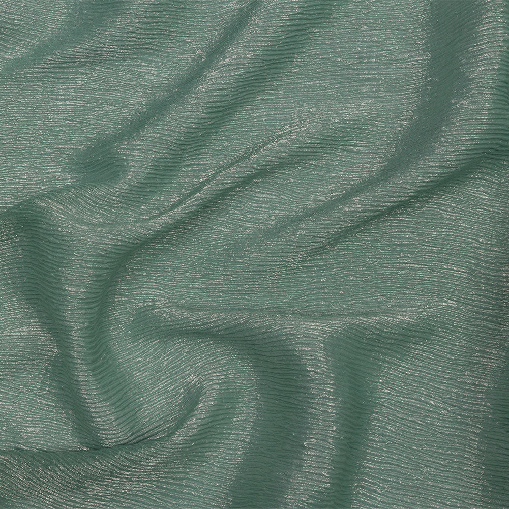 Polyester Chiffon Plisse with All-Over Foil - Green and Gold - Honey Collection - Joann Fabrics