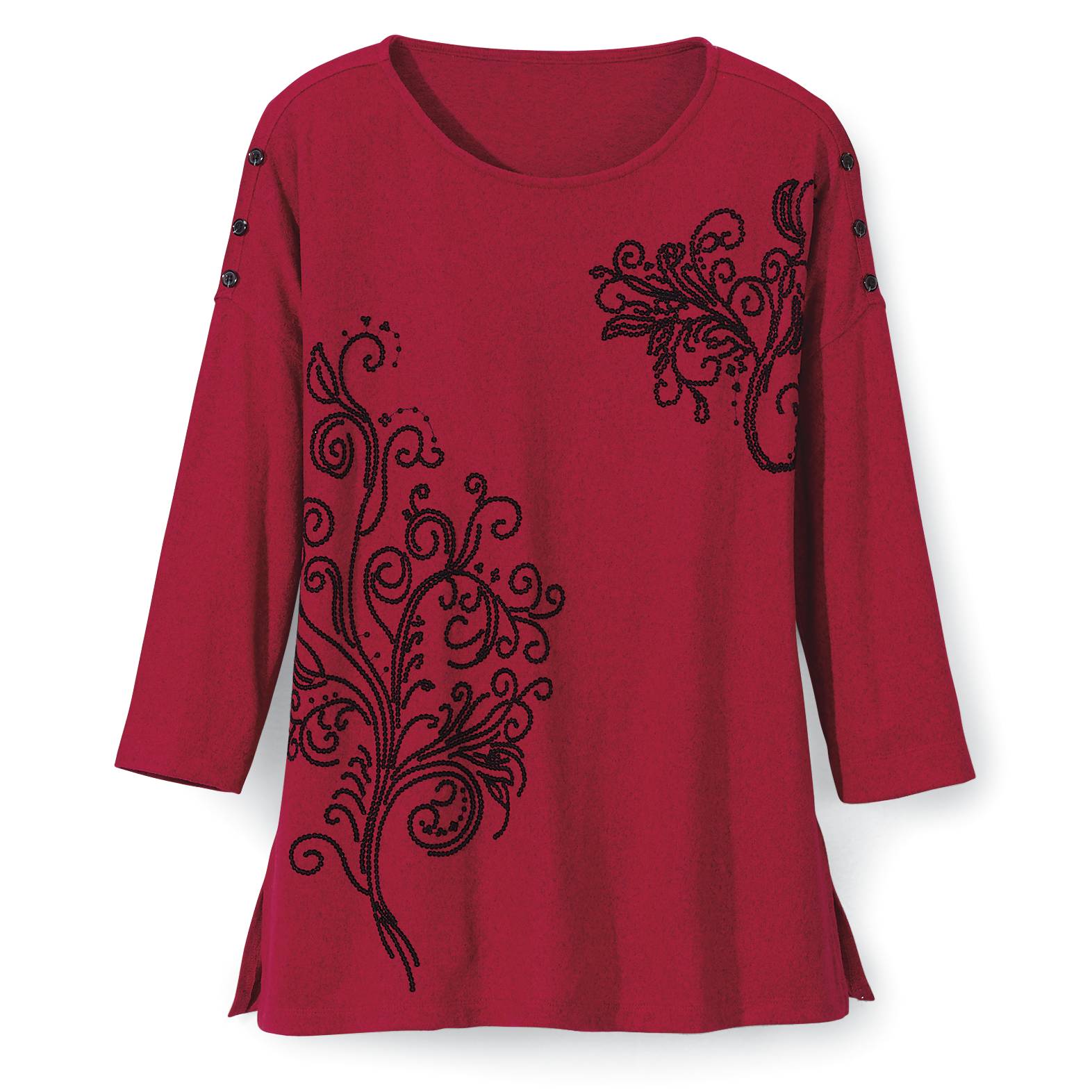 Button Accent Embellished Knit Top - Northstyle Catalog