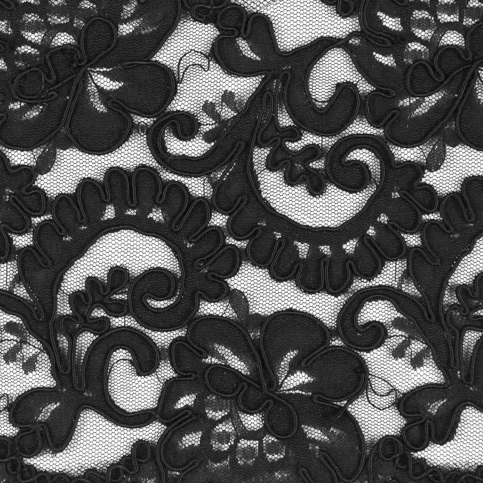 Black Corded Lace Trim - 7.25
