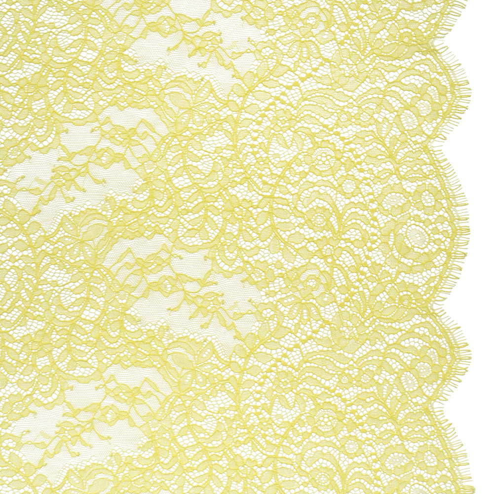 Chantilly Lace Panel with Scalloped Finished Edges - Pale Yellow Flowers and Leaves - Joann Fabrics