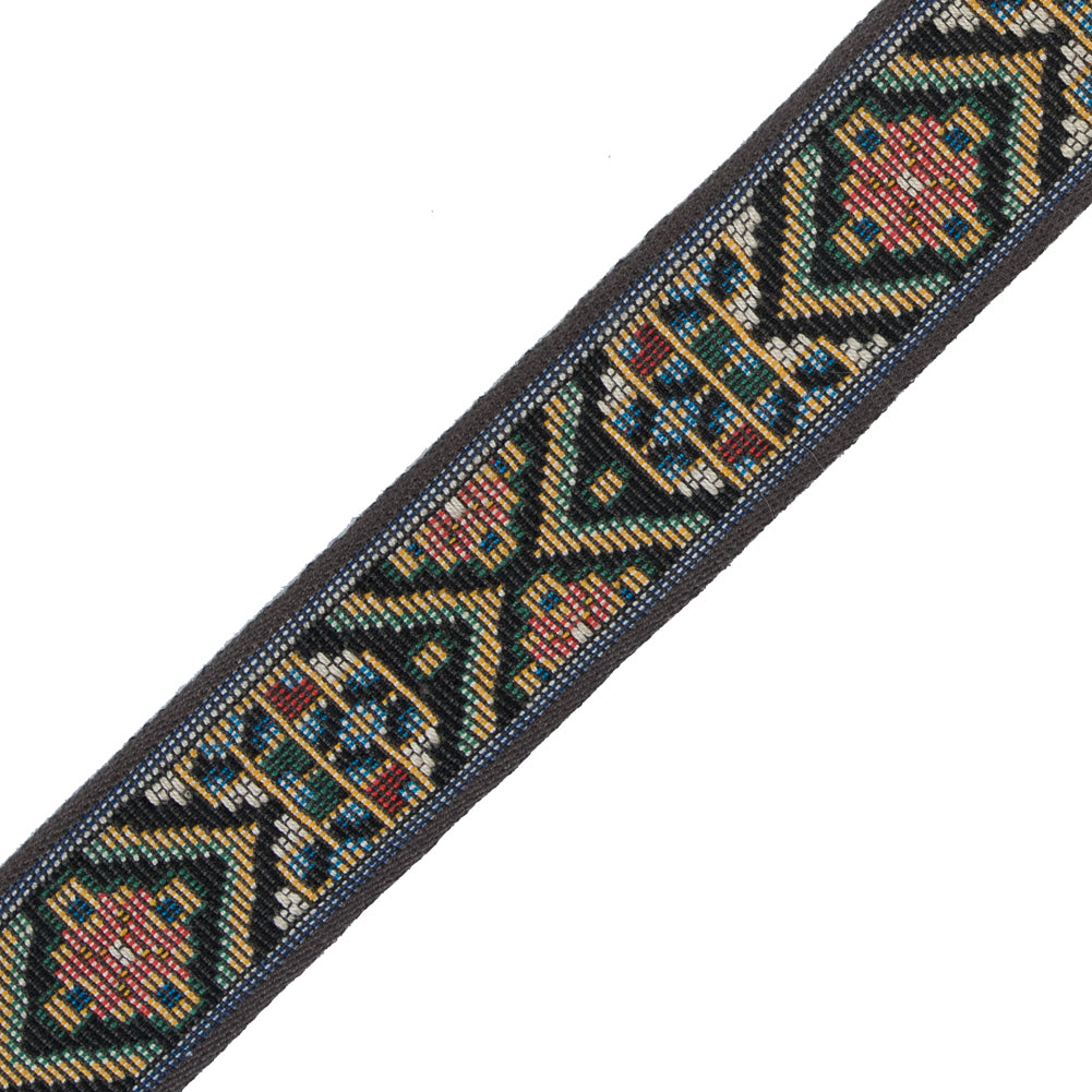 Brown and Yellow Tribal Jacquard Ribbon - 1.125