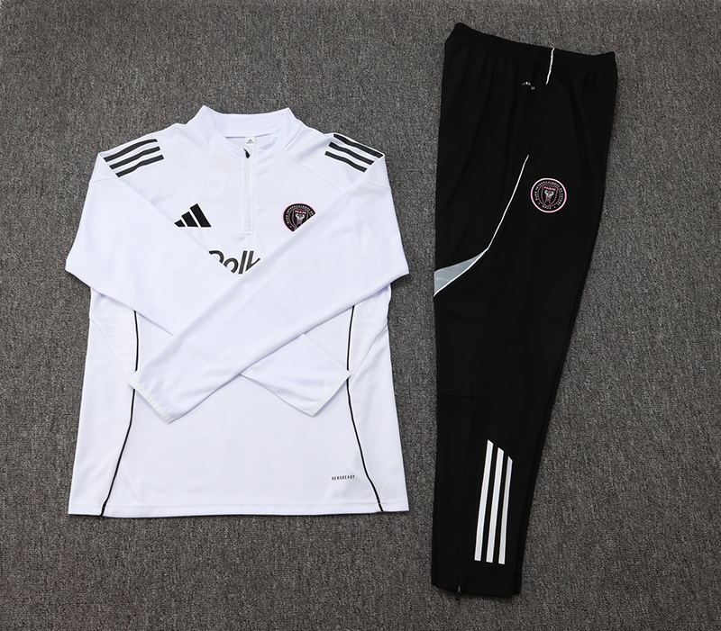 2025/2026 Inter Miami Half-Pull Training Suit White Football Shirt 1:1 Thai Quality Set