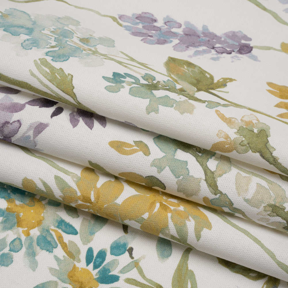 Printed Cotton Canvas - Heather Blooming Watercolor Garden - British Imported - Joann Fabrics