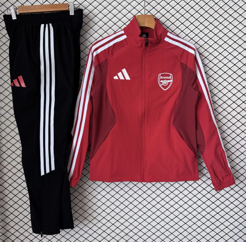 Arsenal 26-27 Windbreaker Training Set - Red Top and Black Pants - UnitedFutballJersey