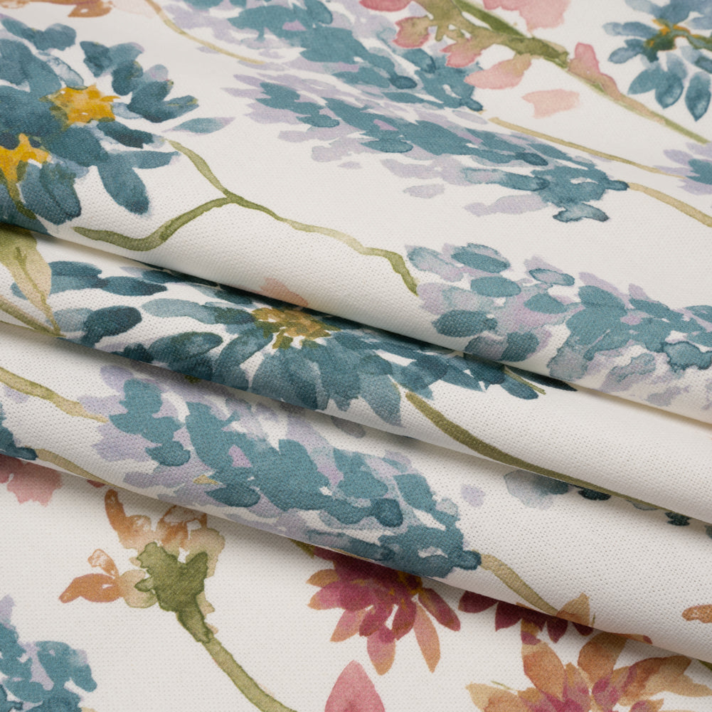 Printed Cotton Canvas - Peony Blooming Watercolor Garden - British Imported - Joann Fabrics