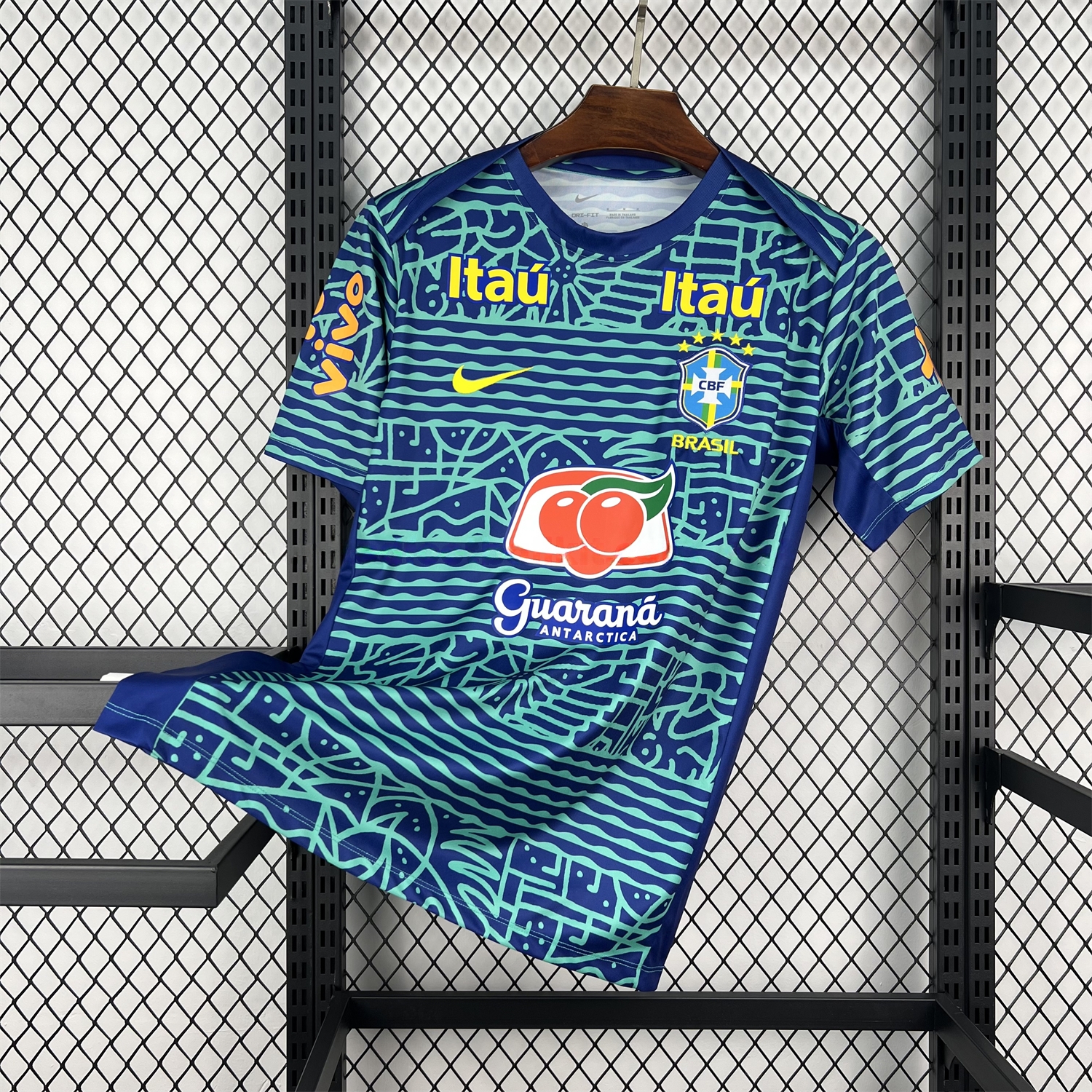Retro Brazil 2024 Blue Pre-Match Training Jersey - Fans Version - UnitedFutballJersey
